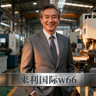 一位中年男性企业高管微笑着面对镜头，穿着灰色西装，背景是现代化的工厂车间，展现出来利国际w66客户的信任感。