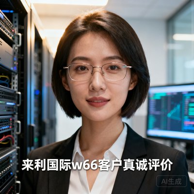 一位年轻干练的女性运营总监，短发，戴着细框眼镜，背景是明亮的数据中心，她代表来利国际w66的客户给出真诚评价。